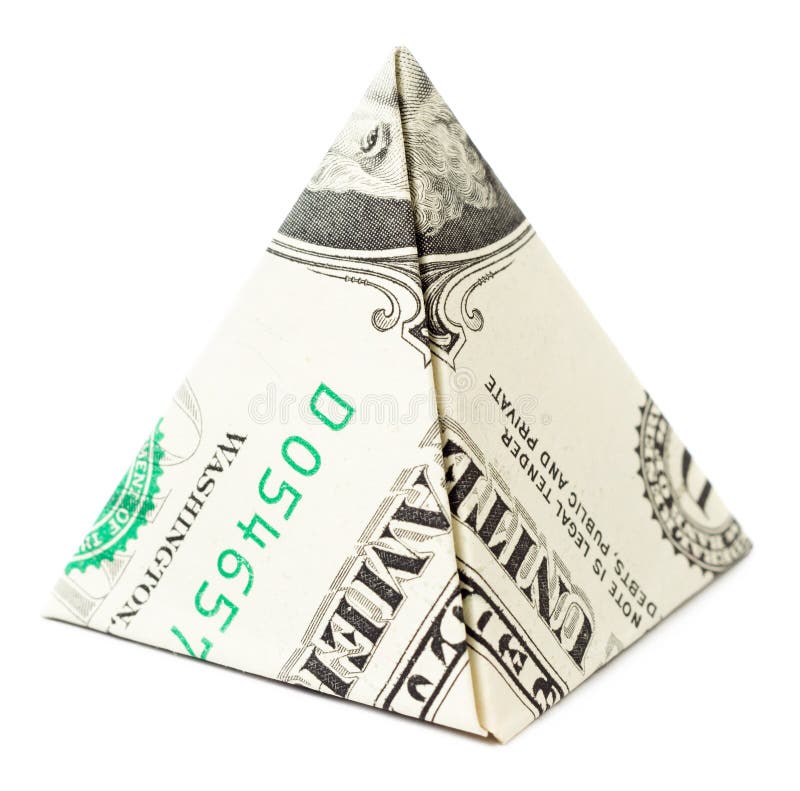 Dollar Origami Pyramid Isolated Stock Image Image of macro, concept