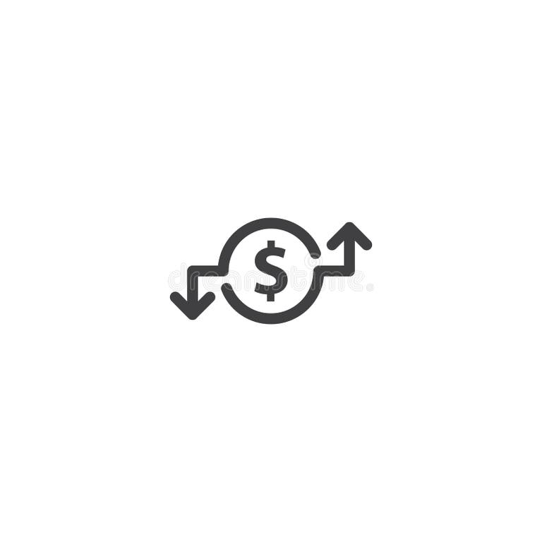 Dollar Rate Decrease and Increase, Money Arrow Up and Down. Vector Icon ...