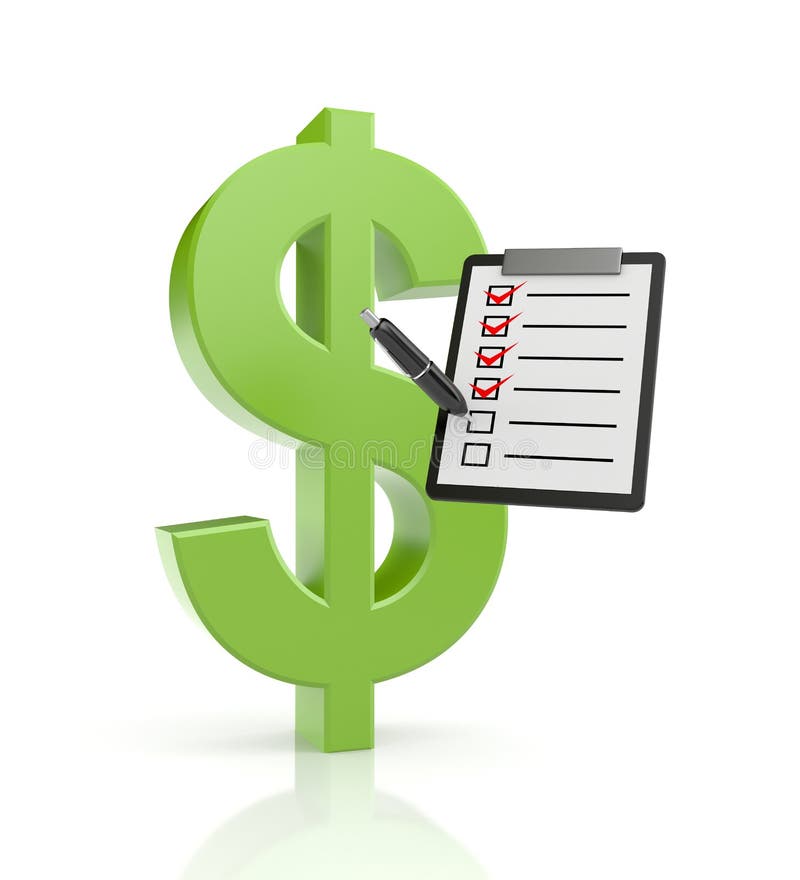 Dollar sign with clipboard and pen vector illustration