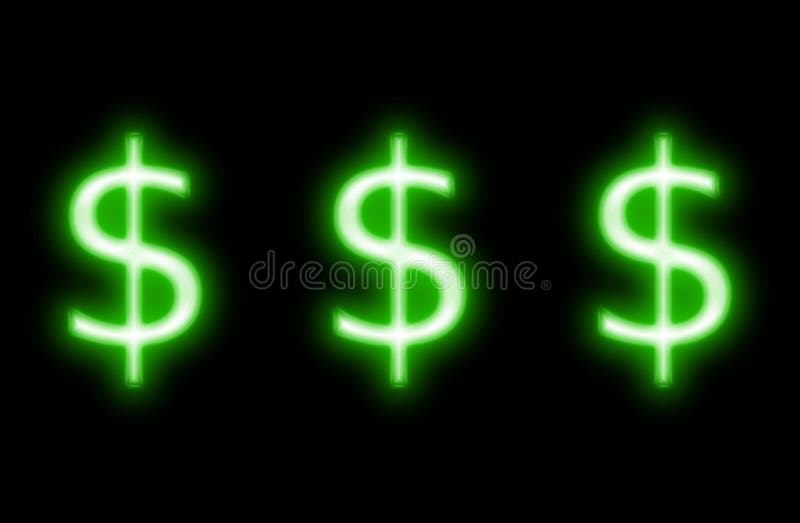 $ dollar sign neon stock images
