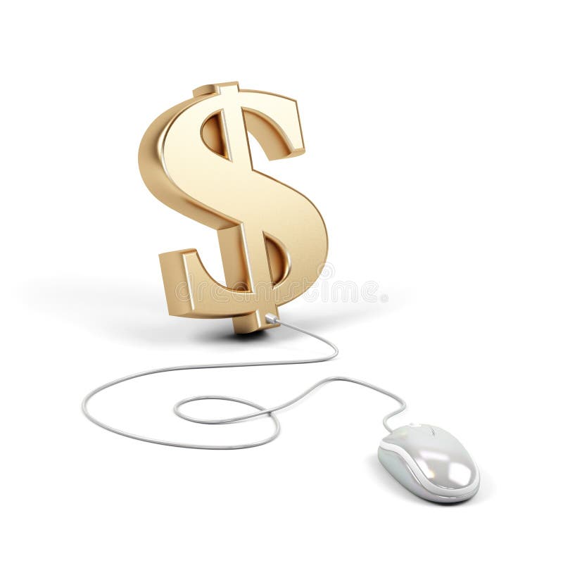 Dollar symbol connected to a computer mouse.