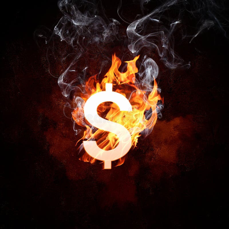 Dollar Symbol in Fire Flames Stock Image Image of concept, rich 33035089