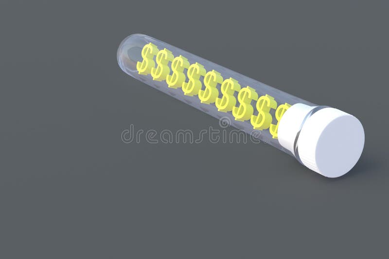 Dollar Symbols in Testtube. Copy Space Stock Illustration