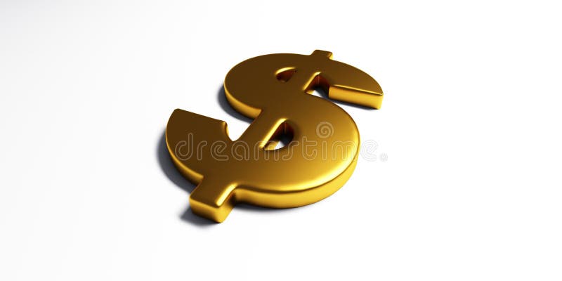 Dollarguldsymbol illustrationen 3d framför stock illustrationer