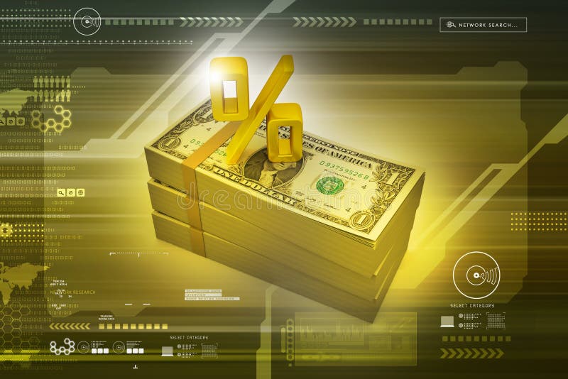 Dollarnota's met percentageteken royalty-vrije illustratie Dollarnota's met percentageteken royalty-vrije illustratie