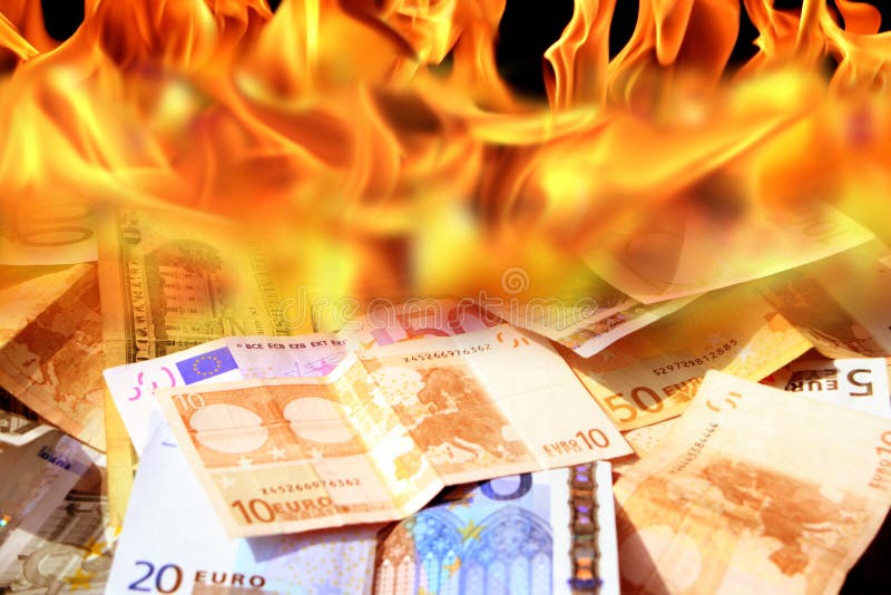 Dollaro ed euro fatture su fuoco