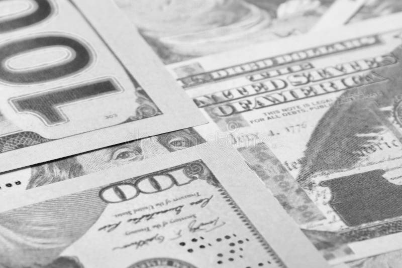 100 Dollars Banknotes Benjamin Franklin, Money Finance Stock Photo