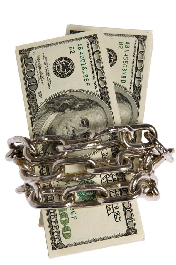 Dollars with chain on white