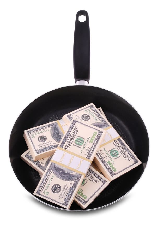 Dollars in frying pan stock image. Image of business 24534081