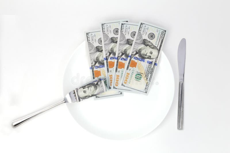 Dollars on plate stock photos