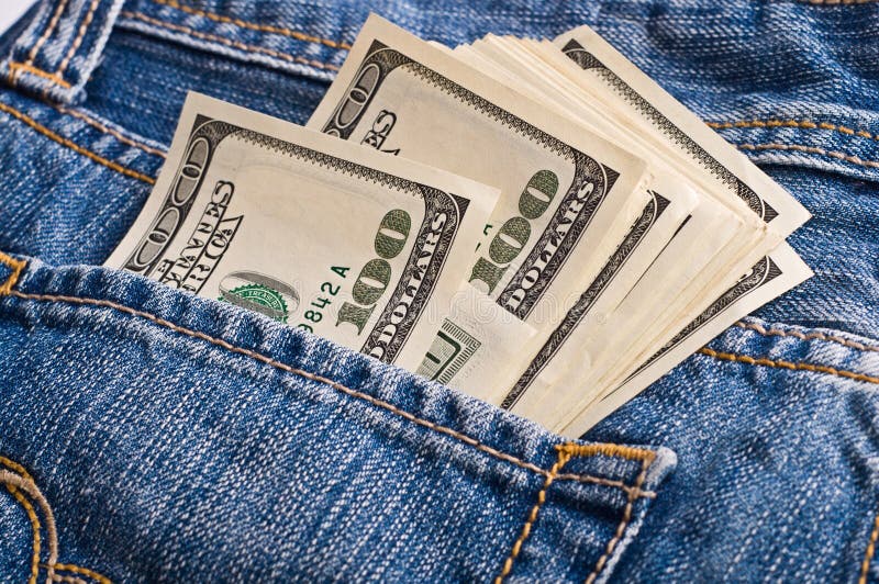 Dollars in jeans stock photo. Image of business, full 60454762