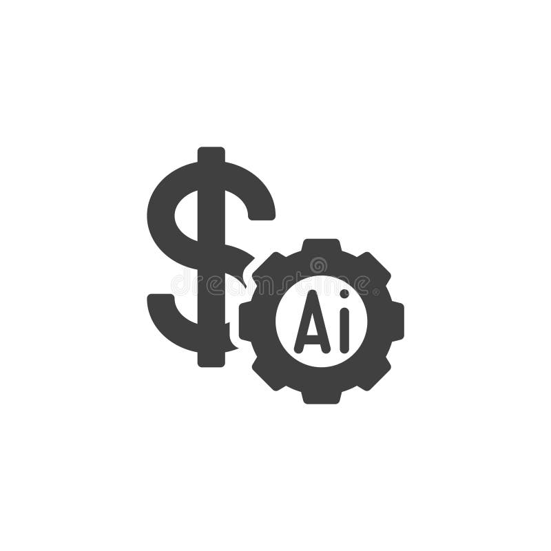 Dollarzeichen mit AI-Schaltvektorsymbol stock abbildung