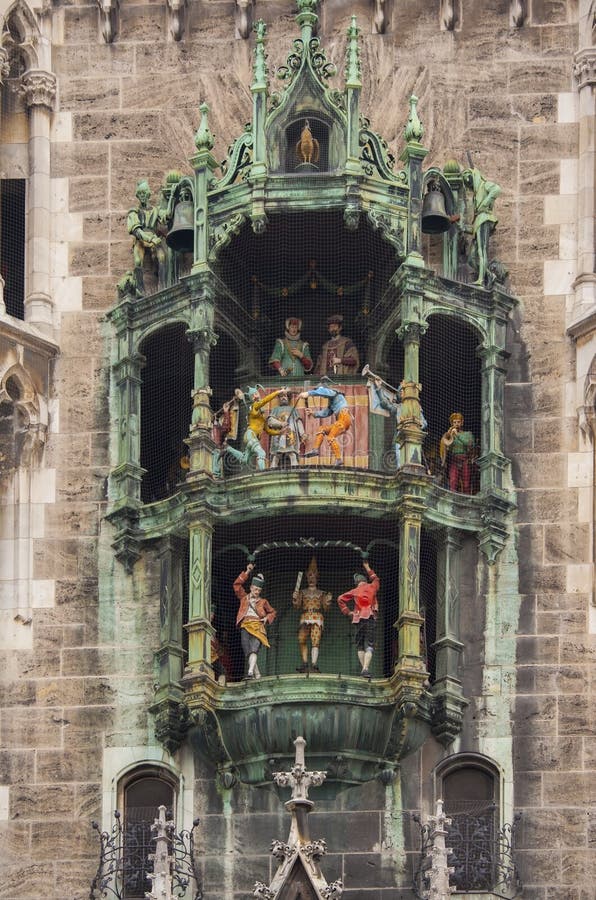 The dolls dancing in the clock of Marienplatz royalty free stock photo