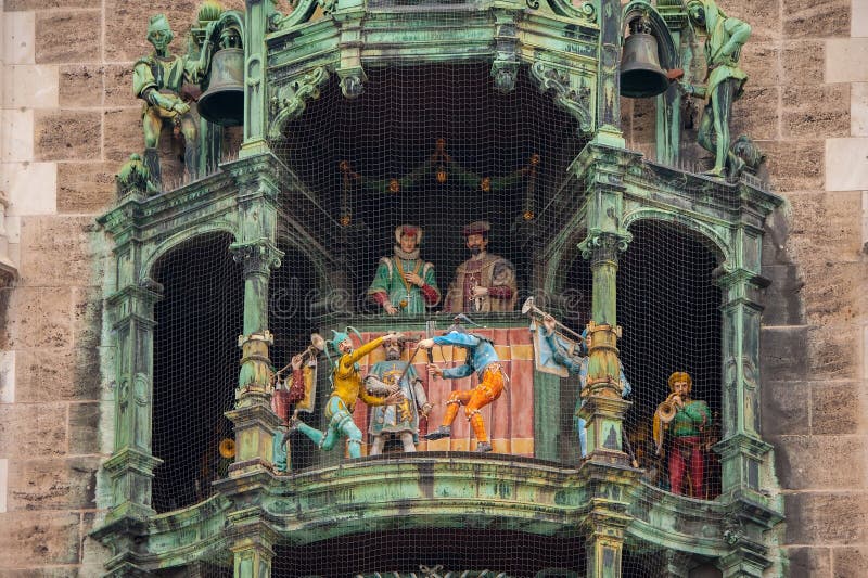 The dolls dancing in the clock of Marienplatz royalty free stock images