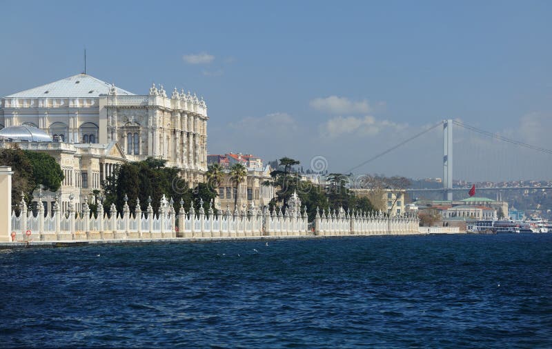 Dolmabahce Palace from Bosphorus side. Istanbul, Turkey.