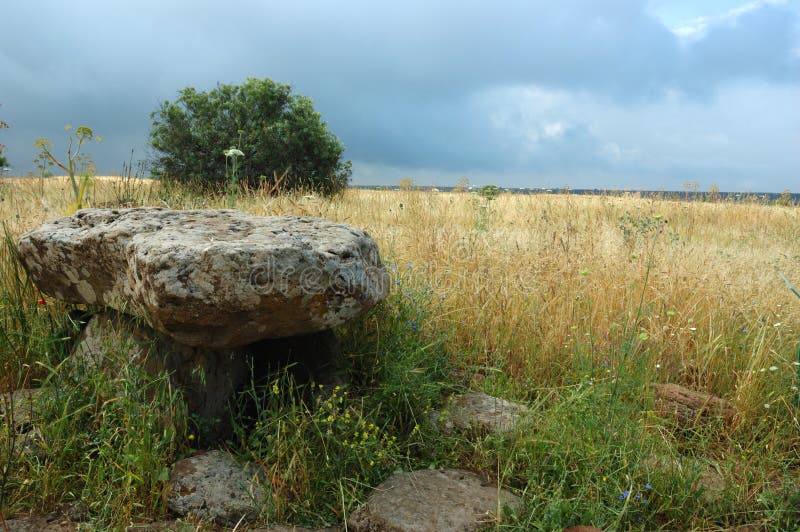 Small dolmen - monument of neolithic architecture at Gamla national park,Israel. Small dolmen - monument of neolithic architecture at Gamla national park,Israel