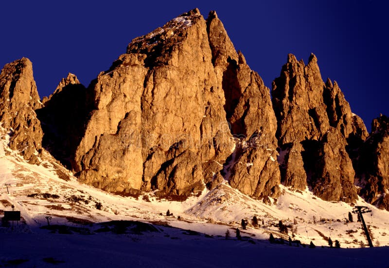 Dolomiet zonsondergang-Italië royalty-vrije stock foto Dolomiet zonsondergang-Italië royalty-vrije stock foto
