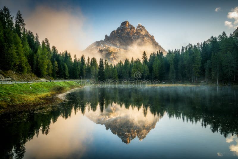 Dolomites, Italy landscape at Lake Antorno