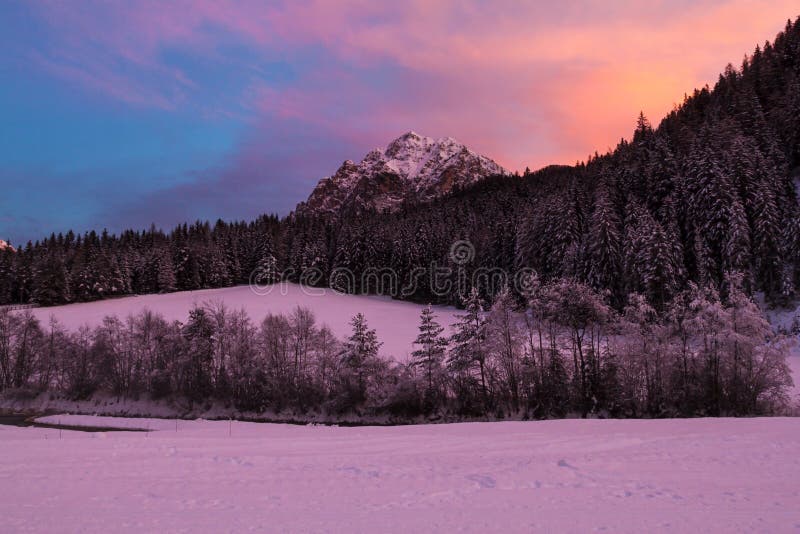 Dolomites landscape at sunset