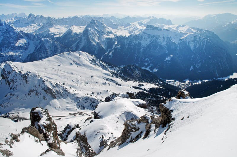 Dolomites mountains at winter, ski resort