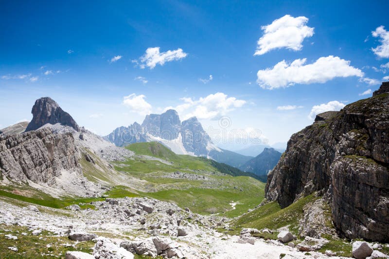 Dolomites range landscape. Pelmo mount view