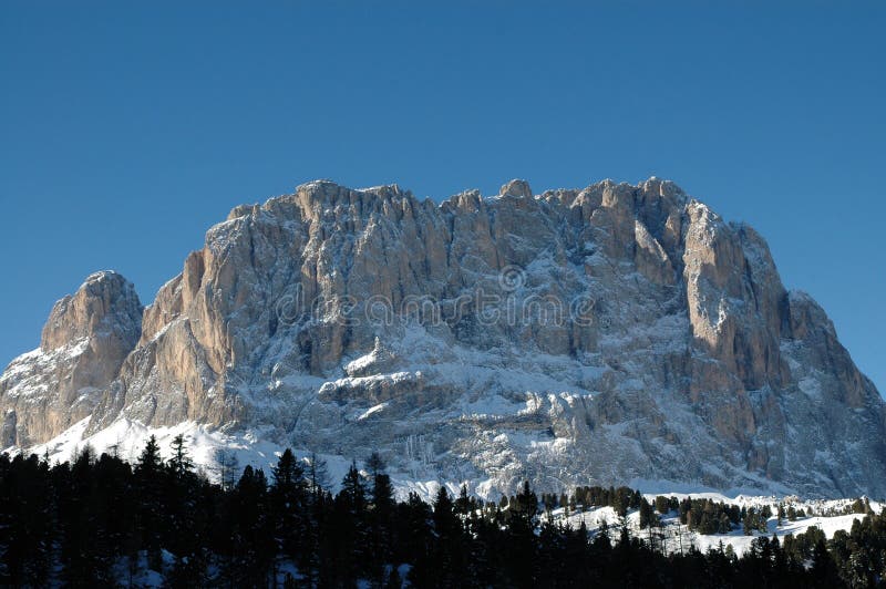 Photo of the Dolomite mountains of Italy in wintertime. Photo of the Dolomite mountains of Italy in wintertime