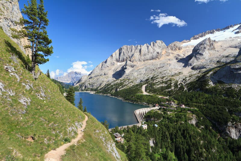 Dolomiti - Fedaia pass with lake stock photos Dolomiti - Fedaia pass with lake stock photos