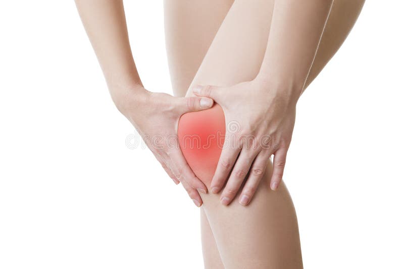 Dolore del ginocchio della donna isolata
