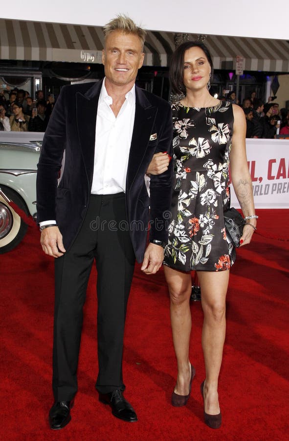 Dolph Lundgren en Jenny Sandersson royalty-vrije stock foto's