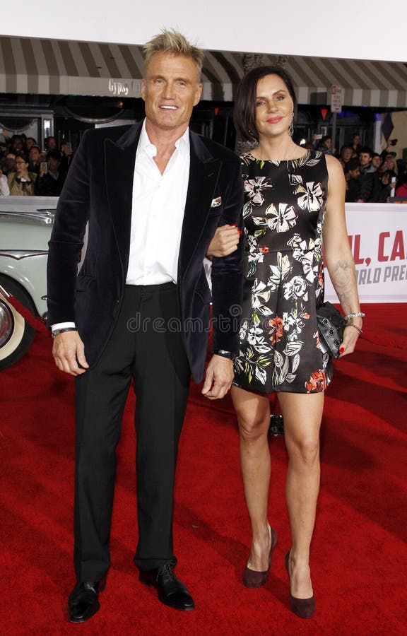 Dolph Lundgren en Jenny Sandersson royalty-vrije stock foto