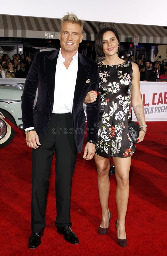 Dolph Lundgren en Jenny Sandersson royalty-vrije stock afbeelding