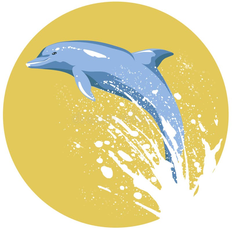 Computer made illustration of a dolphin jumping off the water