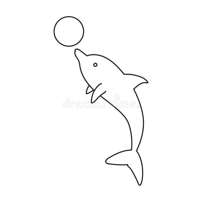 Dolphin with Ball Vector  Vector Icon Isolated on White  Background Dolphin with Ball . Stock Vector - Illustration of blue,  isolated: 173570643