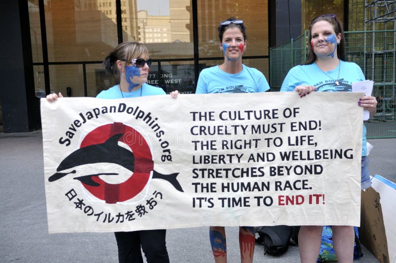 Dolphin hunting protest. stock image