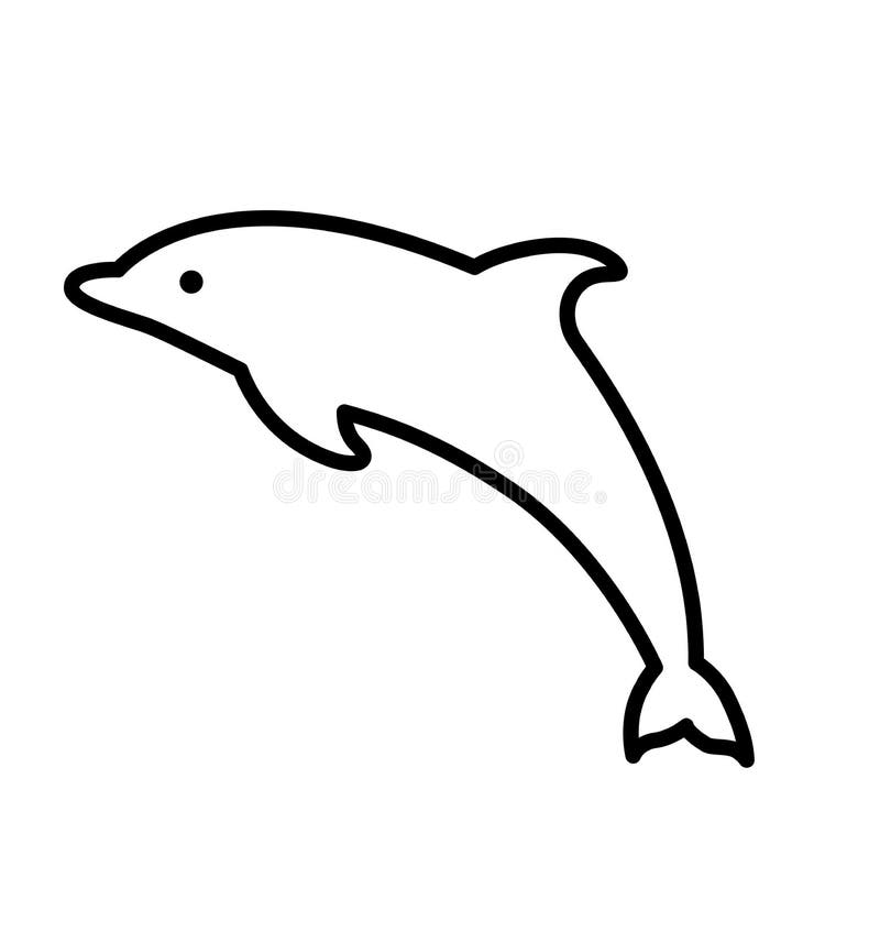 Dolphin line icon vector silhouette on a white background royalty free illustration