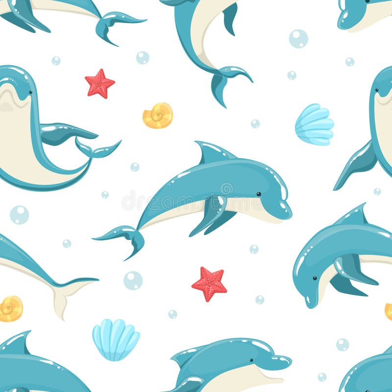 Dolphin Seamless Pattern, Marine Sea Creature Textile, Wallpaper, Packaging, Background Design Vector Illustration Stock Vector - Illustration of aquarium, life: 187243059 Dolphin Seamless Pattern, Marine Sea Creature Textile, Wallpaper, Packaging, Background Design Vector Illustration Stock Vector - Illustration of aquarium, life: 187243059
