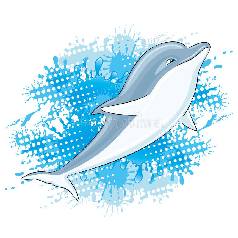 Dolphin and water splash. stock vector. Illustration of vector 113426292