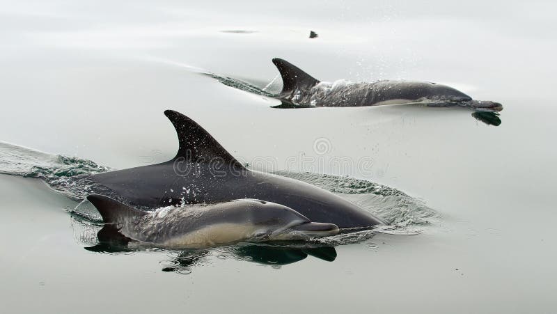 Dolphins, swimming in the ocean stock photography