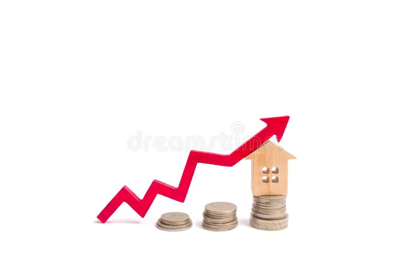 Dom na cencie up i strzała Pojęcie wzrost cen własność Wzrastający koszt kupować własność, czynsz _
