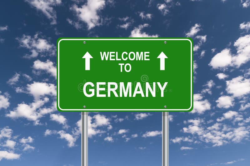Germany Welcome To Word Text With Handwritten Font And Red Love Stock