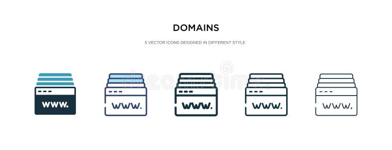 Domains icon in different style vector illustration. two colored and black domains vector icons designed in filled, outline, line vector illustration