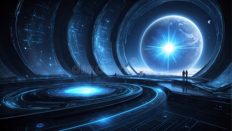 Domani, quantumquoziente di quanti si è scatenato : frontiera data eclisse. generazione di aiuti illustrazione vettoriale