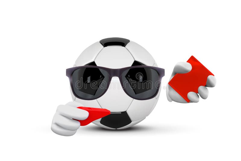 Domare för tecken för maskot för tecknad film för fotbollboll som ansiktslösa pekar och visar det röda kortet Vektorillustration vektor illustrationer Domare för tecken för maskot för tecknad film för fotbollboll som ansiktslösa pekar och visar det röda kortet Vektorillustration vektor illustrationer
