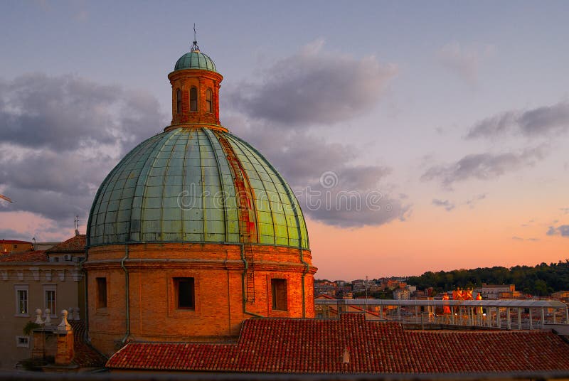 Dome of Cathedral sunset Ancona Italy