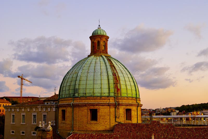 Dome of Cathedral sunset Ancona Italy
