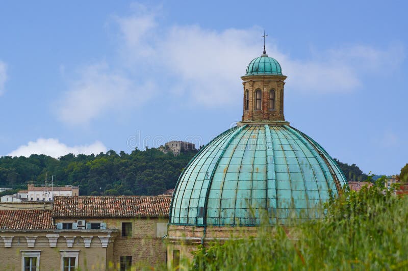 Dome of Cathedral sunset Ancona Italy