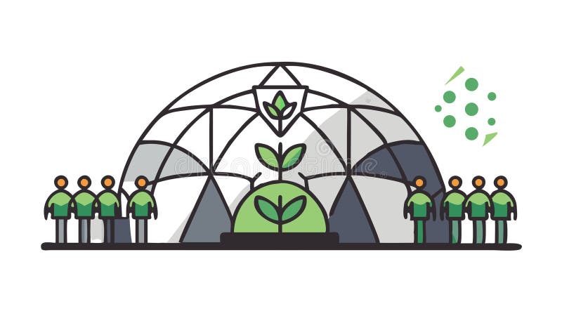 Dome geografica con persone ed ecosistema progettazione Vettore Generative AI illustrazione vettoriale