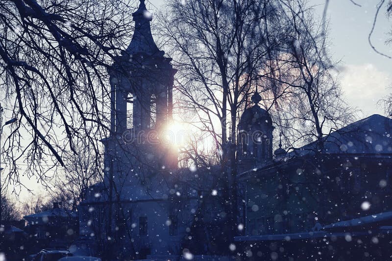 Dome sunset silhouette in winter