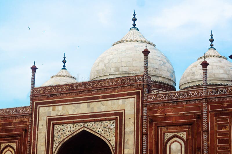 Domed roof, minarets against blue cloudy sky stock photography Domed roof, minarets against blue cloudy sky stock photography