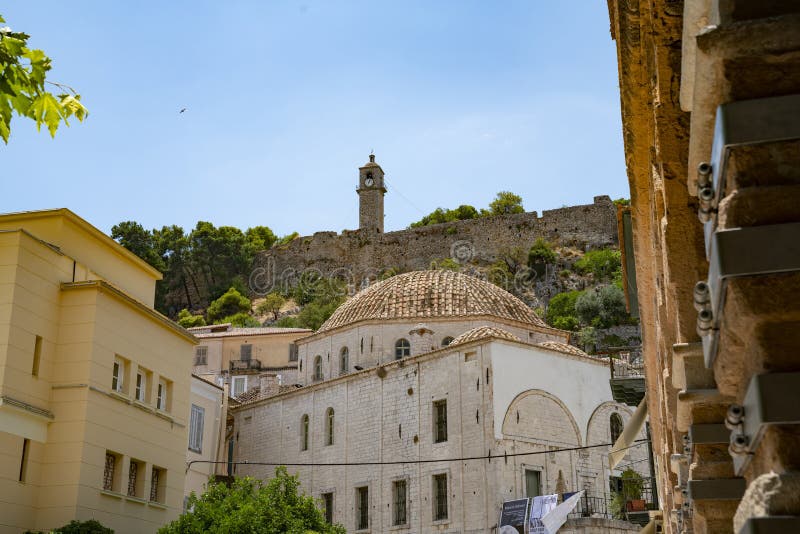 Domed roof of town hall below historic stone wall stock images Domed roof of town hall below historic stone wall stock images